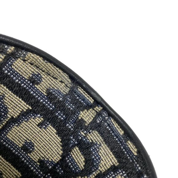 Auth DIOR/ChristianDior Saddle Bag - Navy Cream Jacquard Leather Handbag - Picture 14 of 16